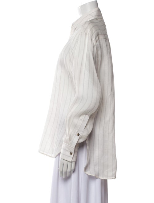 Khaite Silk Striped Button-Up Top
