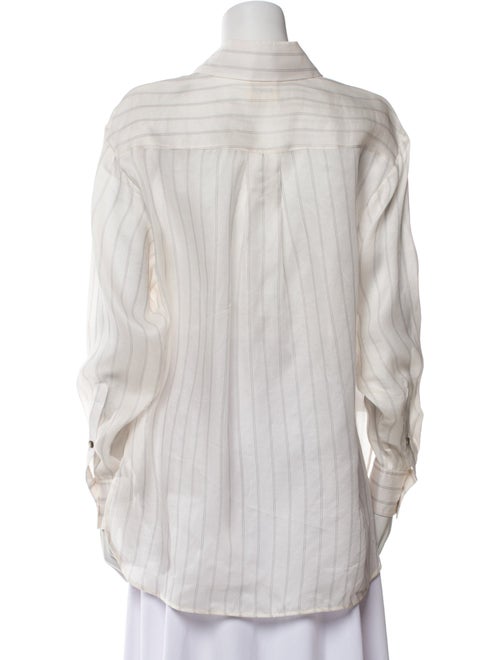 Khaite Silk Striped Button-Up Top