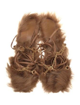 Khaite Leather Chain-Link Accents Gladiator Sandals