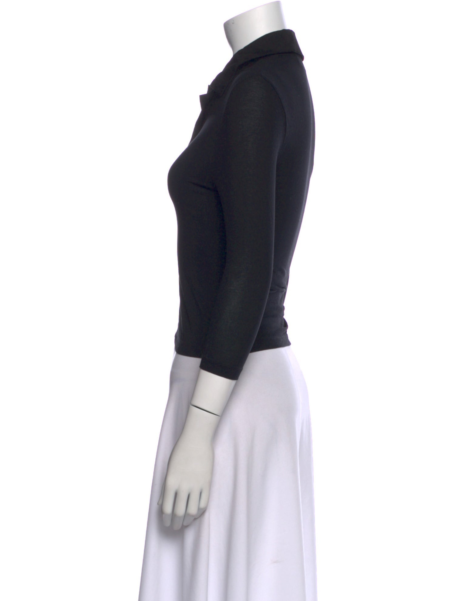 Khaite Three-Quarter Sleeve Crop Top