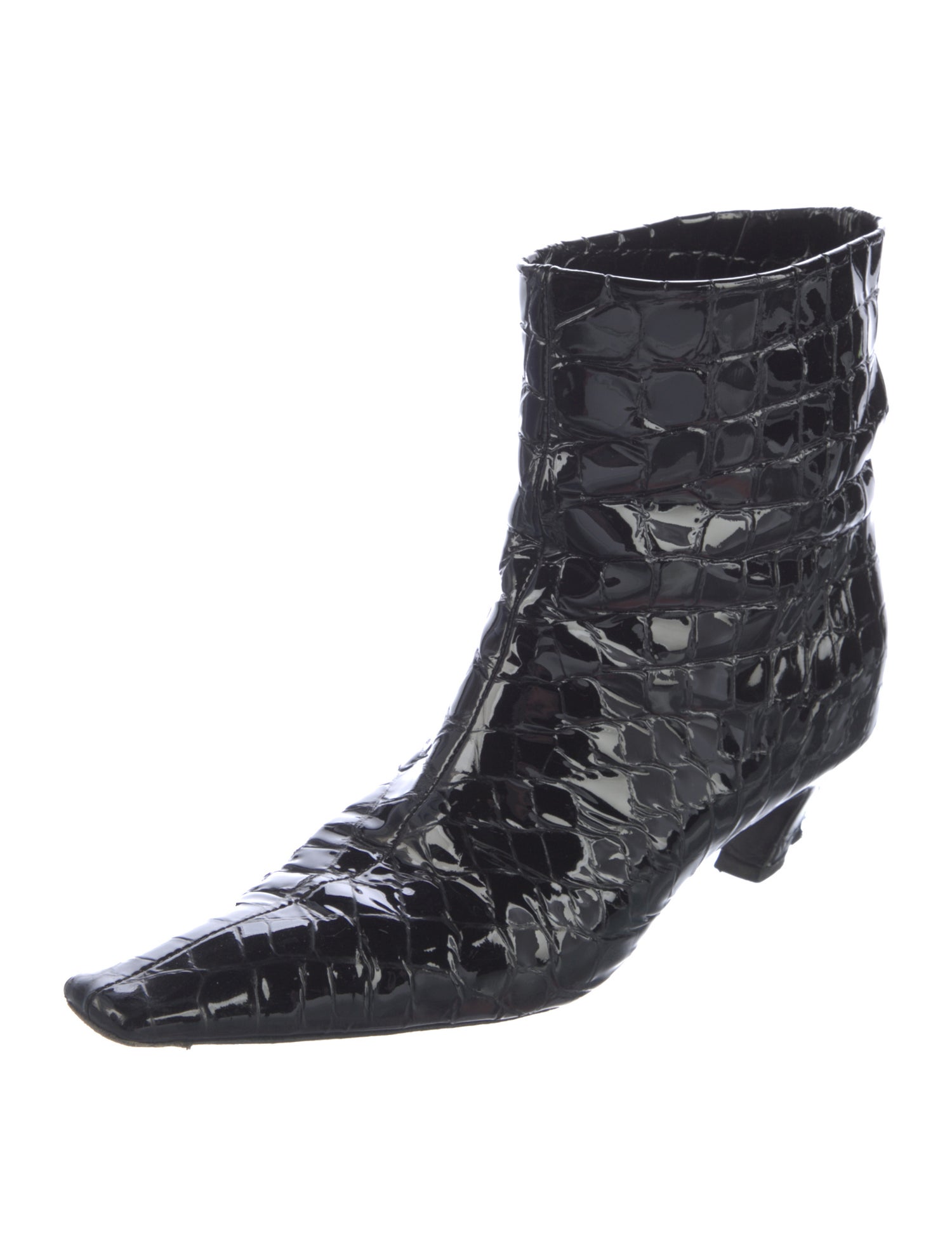 Khaite Embossed Leather Animal Print Lace-Up Boots