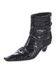 Khaite Embossed Leather Animal Print Lace-Up Boots