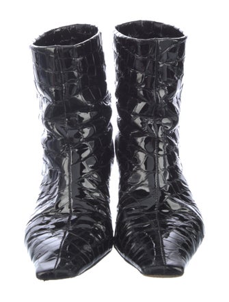 Khaite Embossed Leather Animal Print Lace-Up Boots