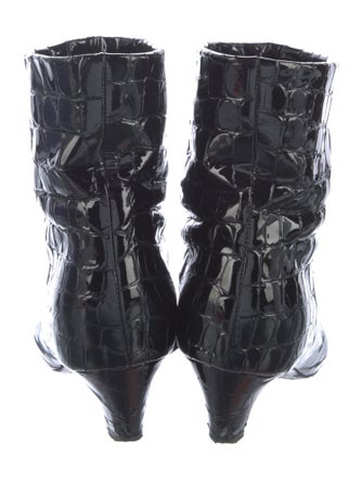 Khaite Embossed Leather Animal Print Lace-Up Boots