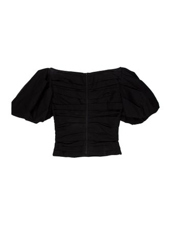 Khaite Off-The-Shoulder Short Sleeve Crop Top