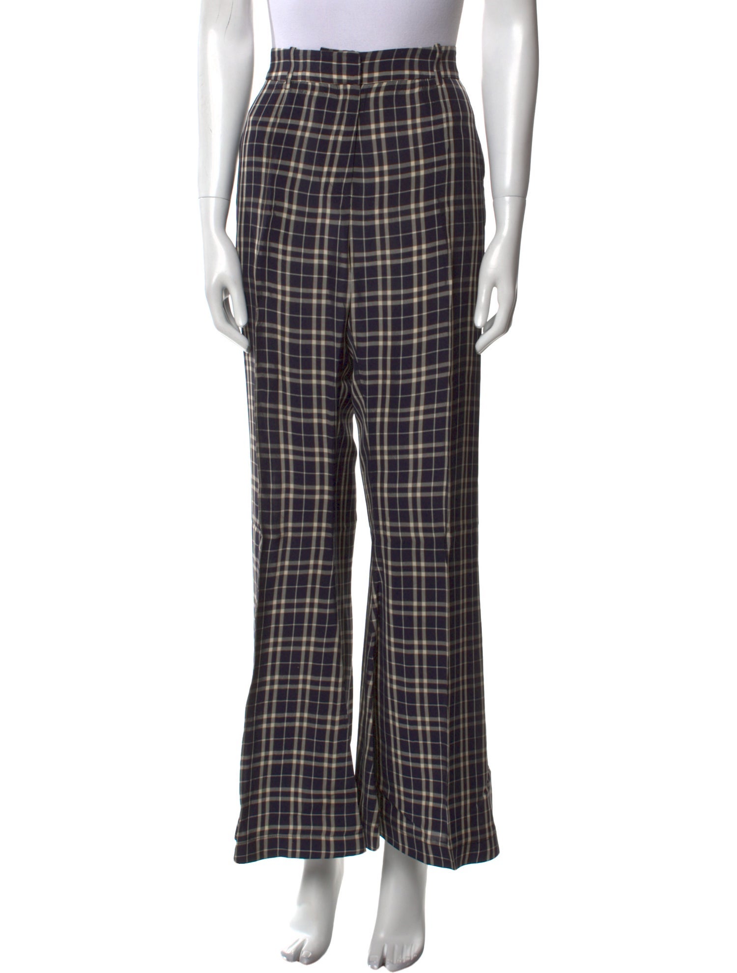 Khaite Plaid Print Wide Leg Pants