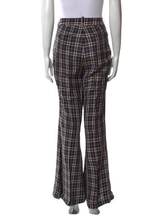 Khaite Plaid Print Wide Leg Pants
