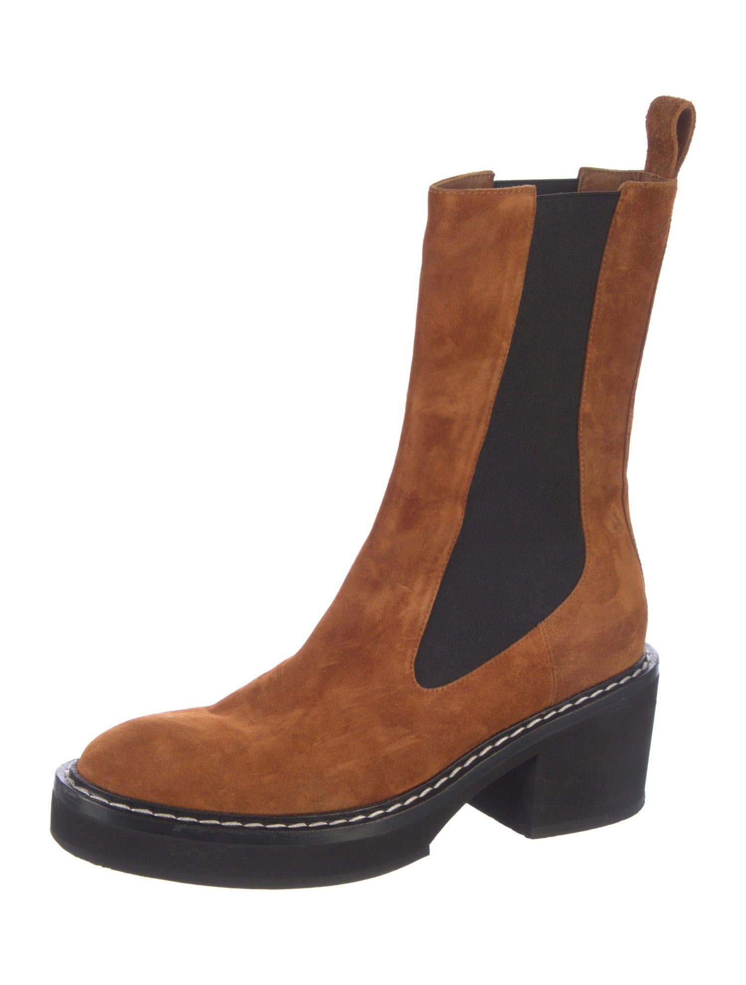Khaite Suede Colorblock Pattern Chelsea Boots