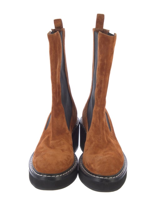 Khaite Suede Colorblock Pattern Chelsea Boots