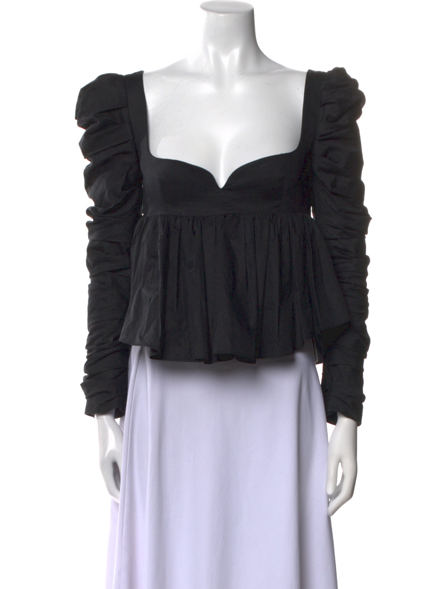 Khaite Square Neckline Long Sleeve Crop Top