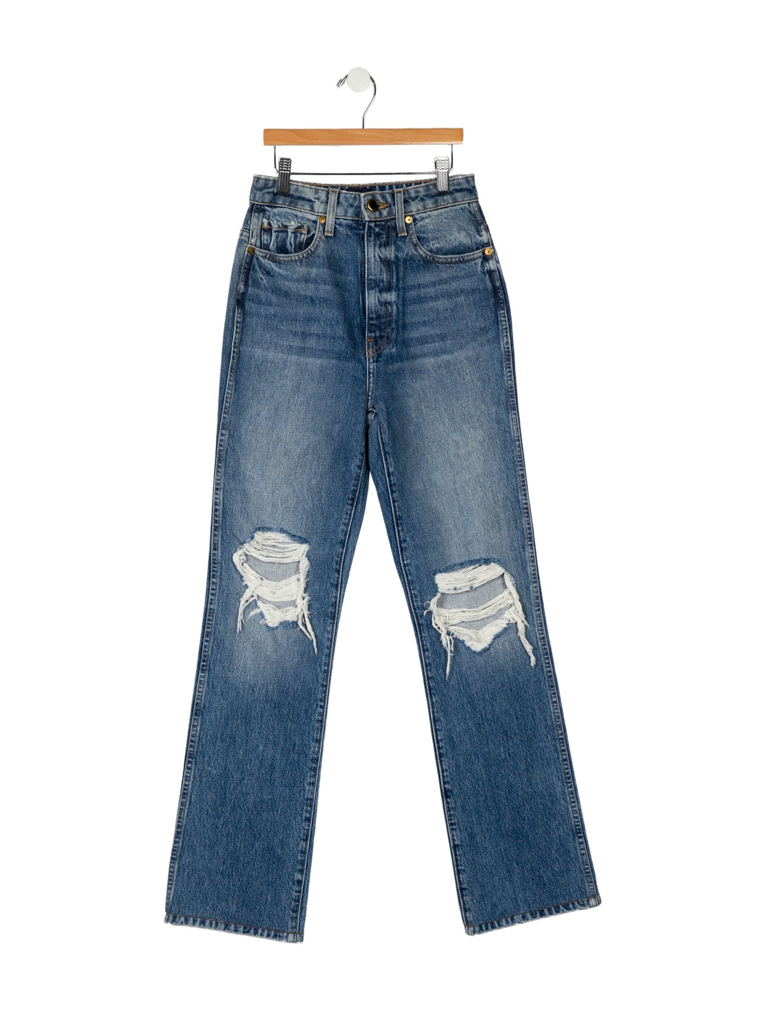 Khaite High-Rise Straight Leg Jeans