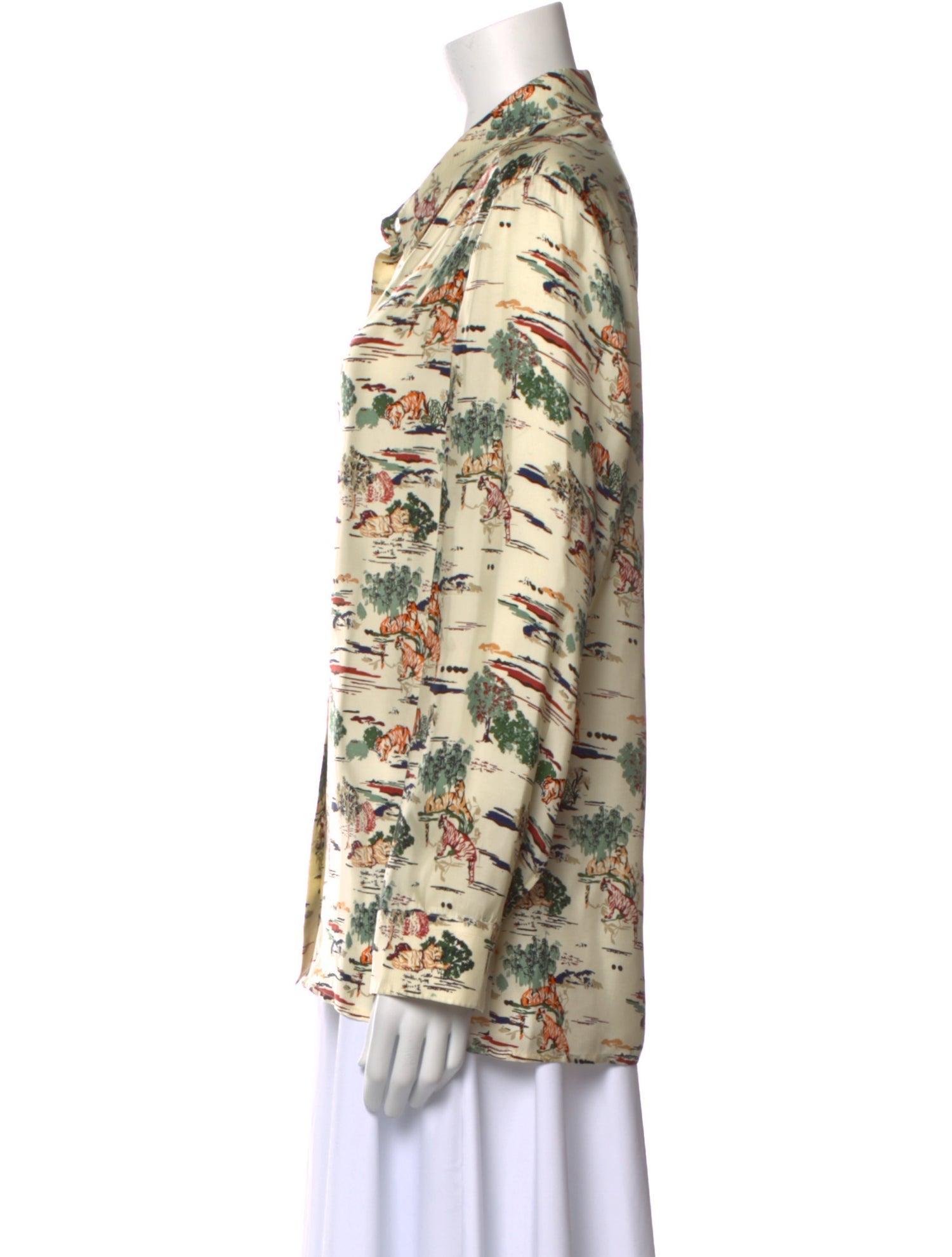 Khaite Silk Printed Button-Up Top