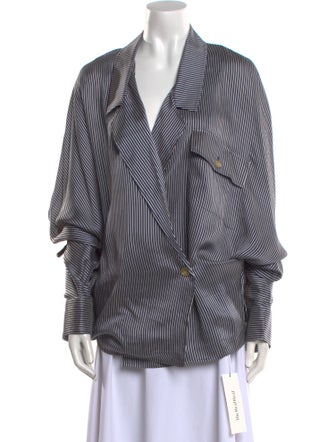 Khaite Striped Long Sleeve Button-Up Top