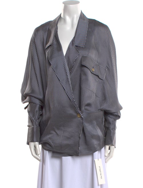 Khaite Striped Long Sleeve Button-Up Top