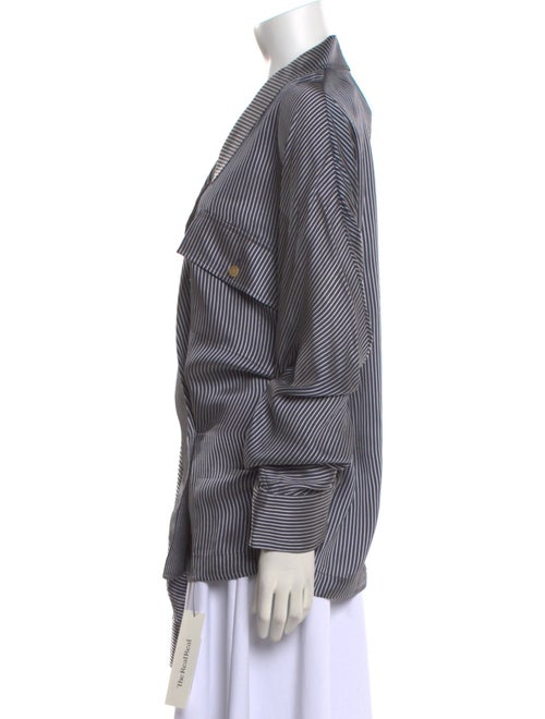 Khaite Striped Long Sleeve Button-Up Top