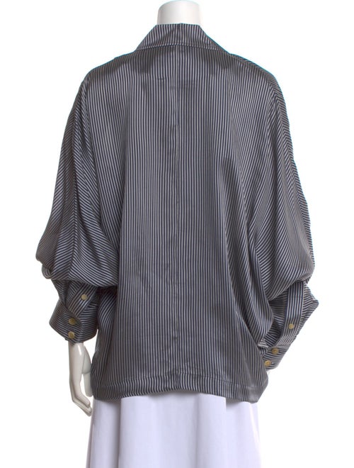 Khaite Striped Long Sleeve Button-Up Top
