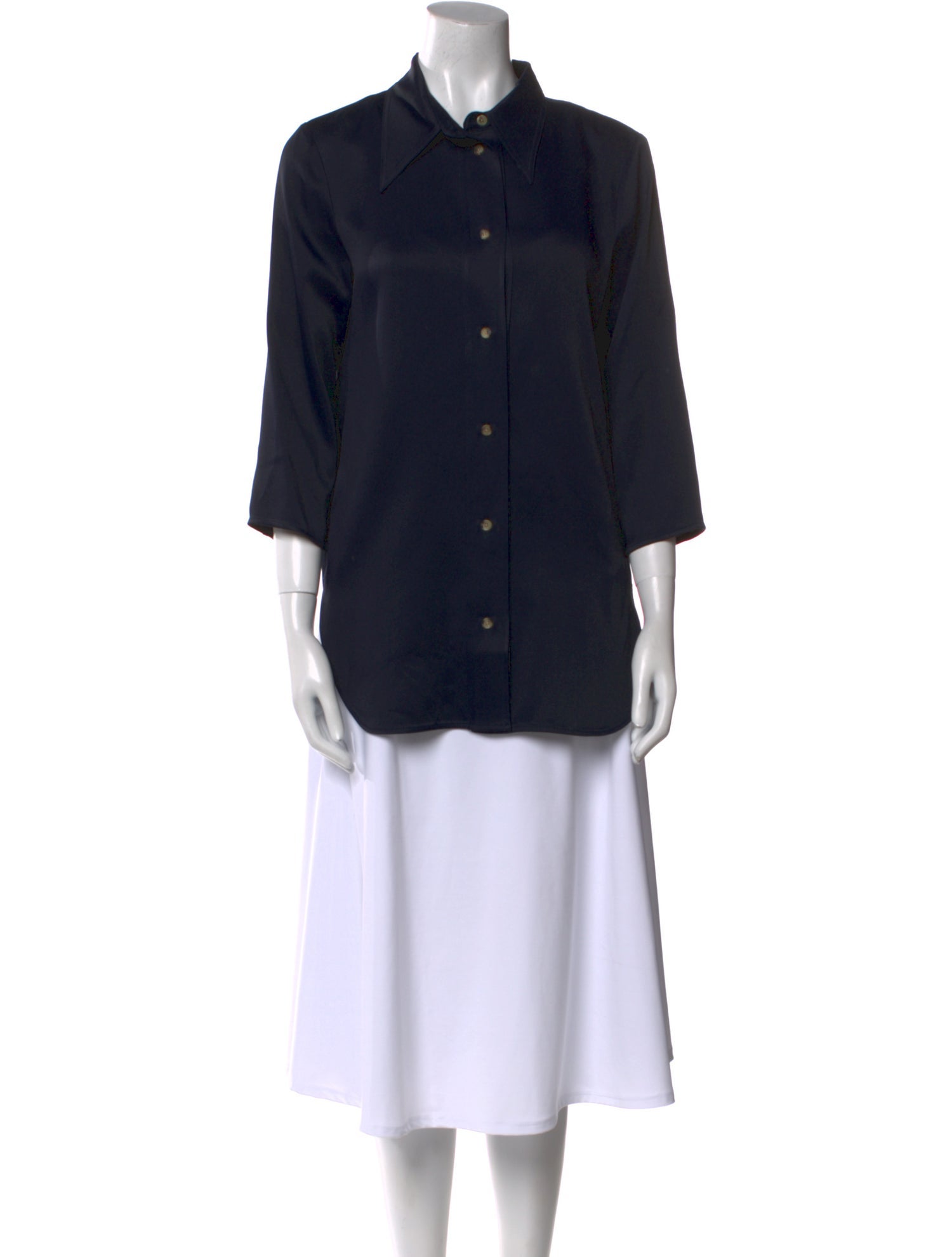 Khaite Three-Quarter Sleeve Button-Up Top