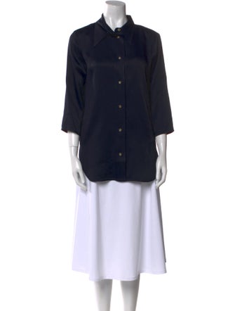 Khaite Three-Quarter Sleeve Button-Up Top