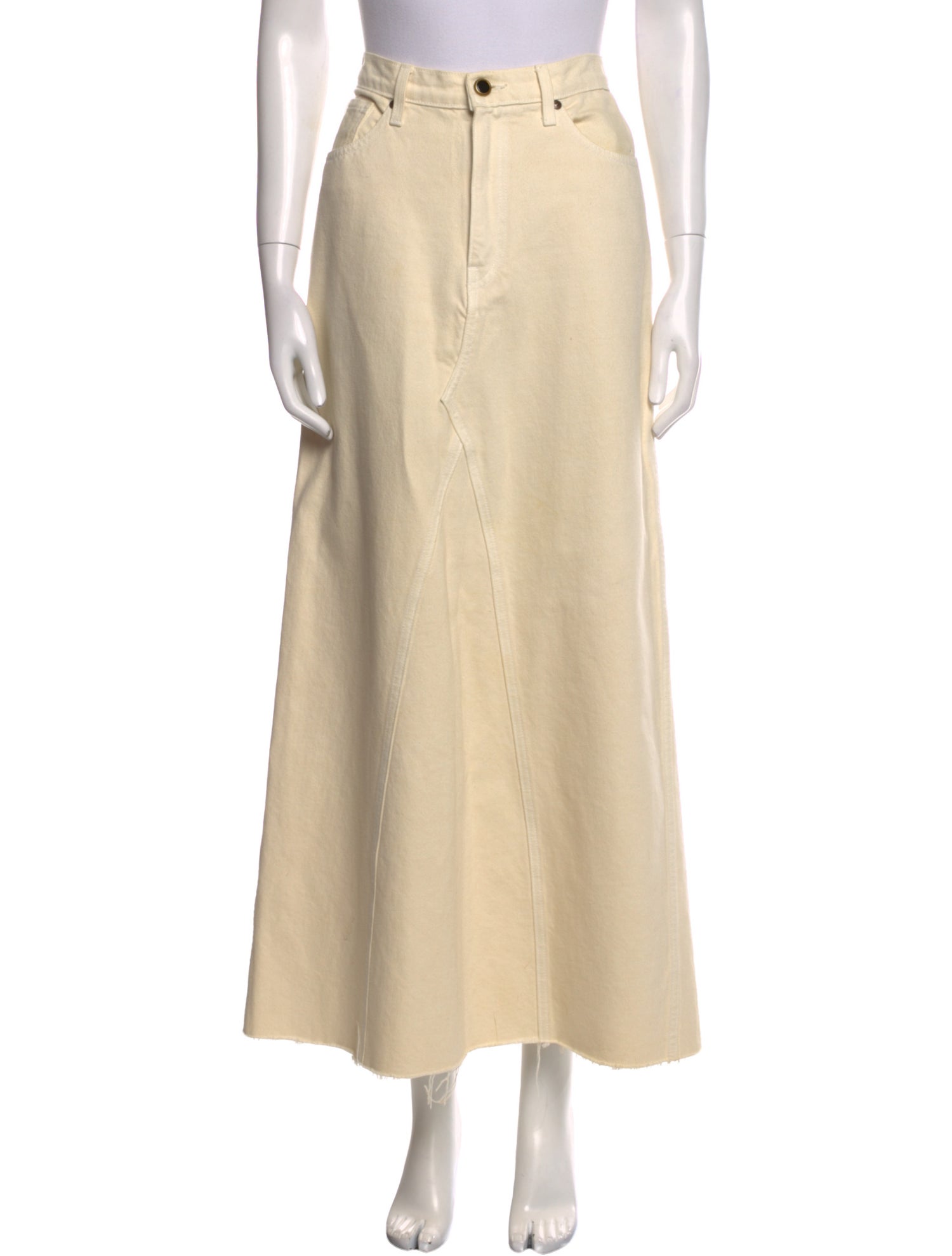 Khaite Raw-Edge Trim Long Skirt