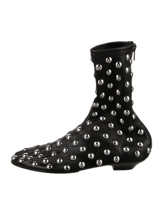 Khaite Leather Studded Accents Sock Boots