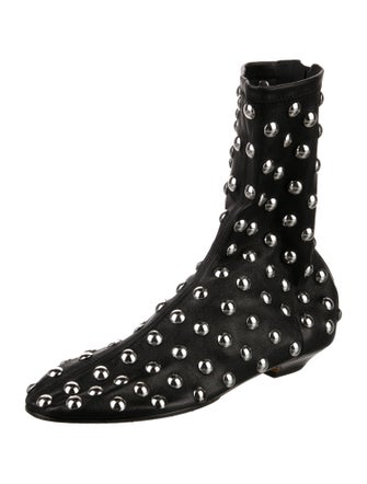 Khaite Leather Studded Accents Sock Boots