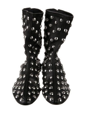 Khaite Leather Studded Accents Sock Boots