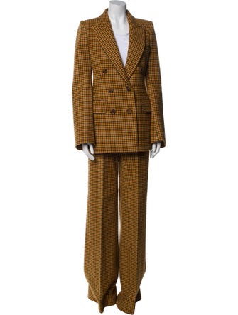 Khaite Virgin Wool Plaid Print Pantsuit