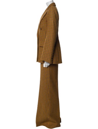 Khaite Virgin Wool Plaid Print Pantsuit