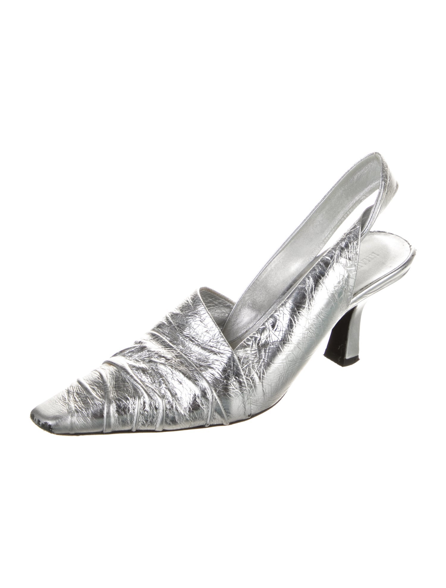 Khaite Leather Pleated Accents Slingback Pumps