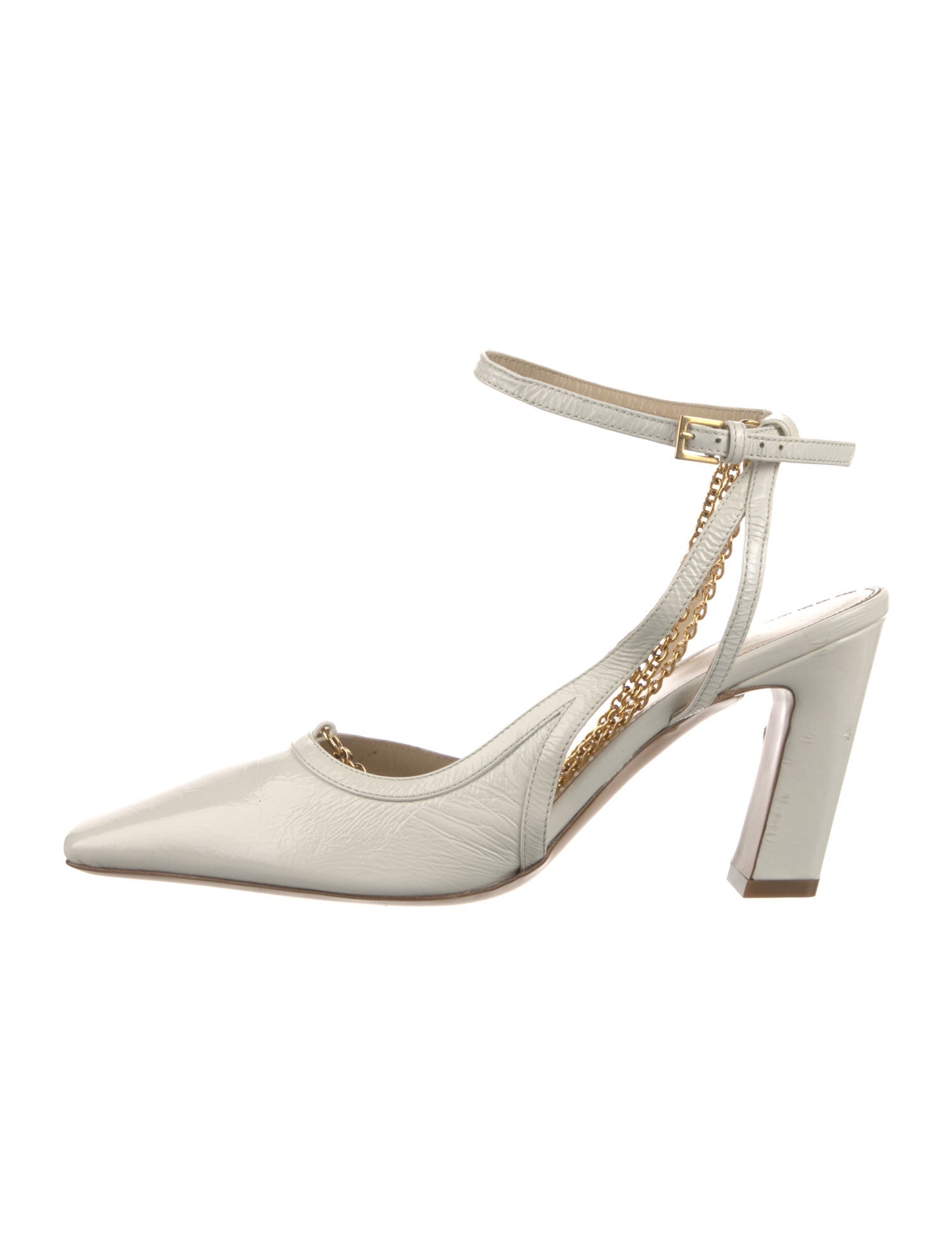 Khaite Leather Chain-Link Accents Slingback Pumps