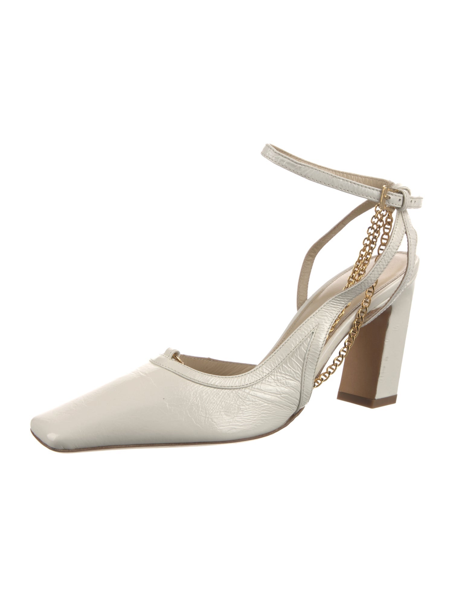 Khaite Leather Chain-Link Accents Slingback Pumps