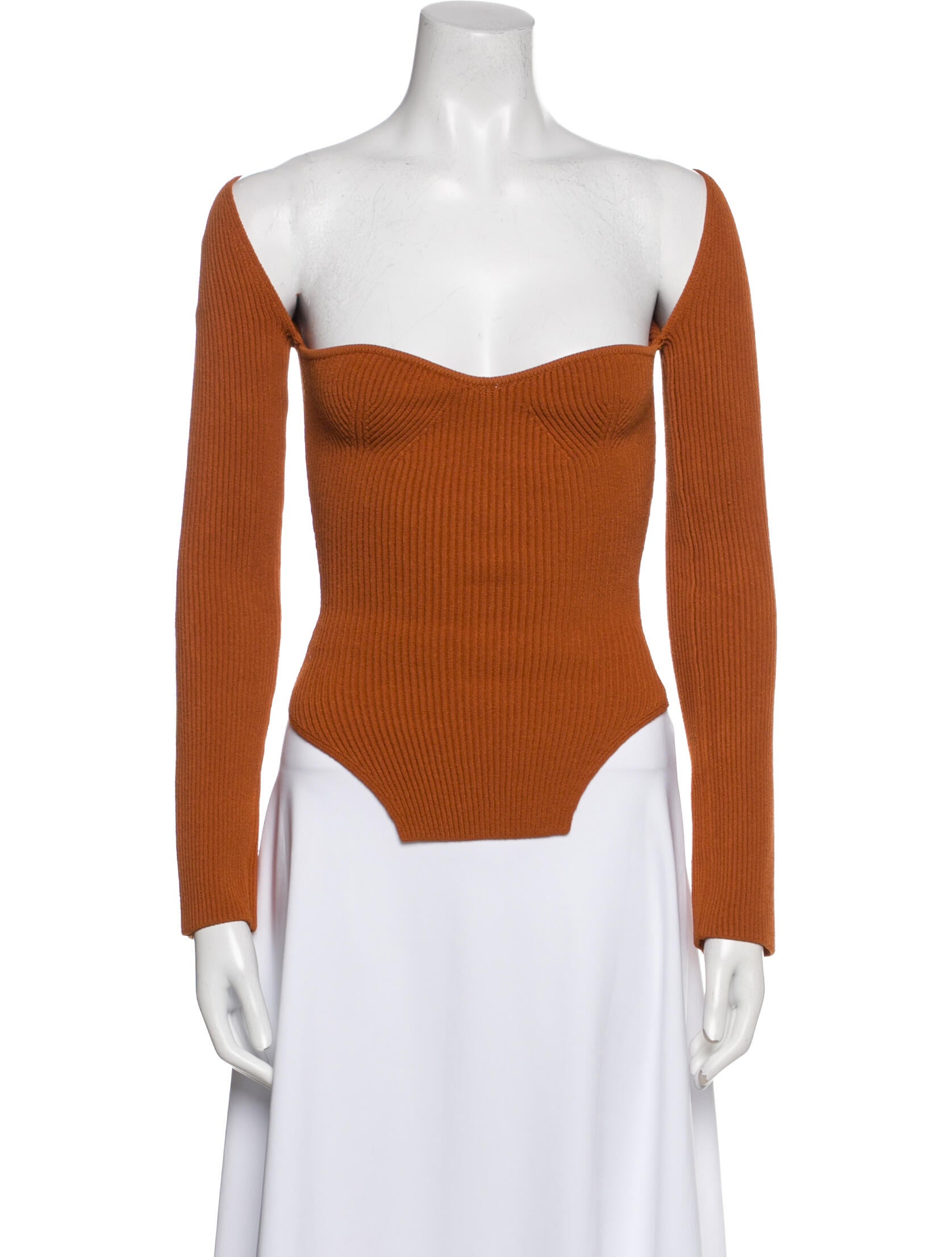 Khaite Square Neckline Long Sleeve Crop Top