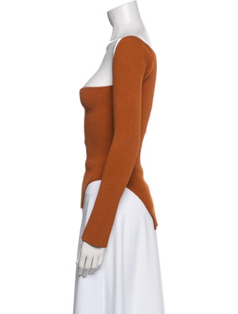 Khaite Square Neckline Long Sleeve Crop Top