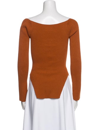 Khaite Square Neckline Long Sleeve Crop Top