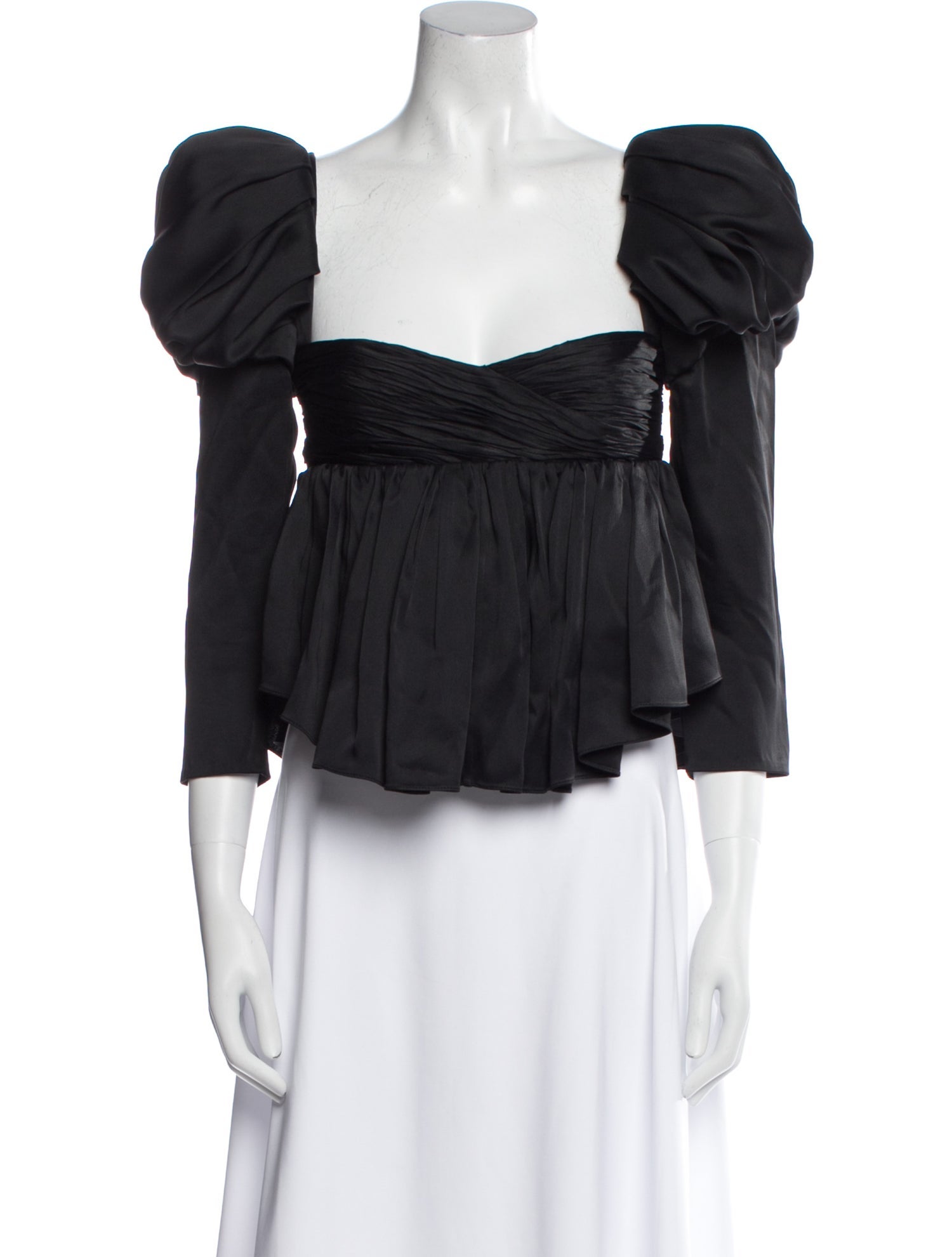 Khaite Square Neckline Three-Quarter Sleeve Crop Top