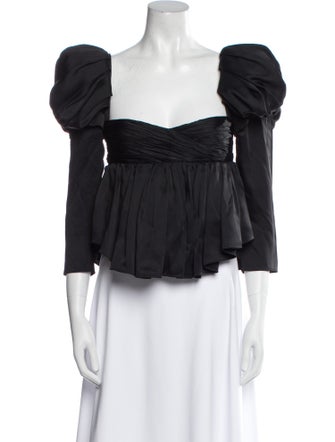 Khaite Square Neckline Three-Quarter Sleeve Crop Top