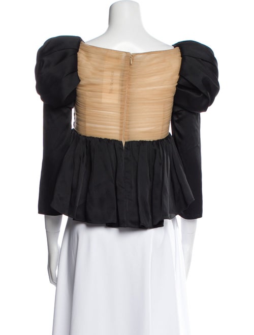 Khaite Square Neckline Three-Quarter Sleeve Crop Top