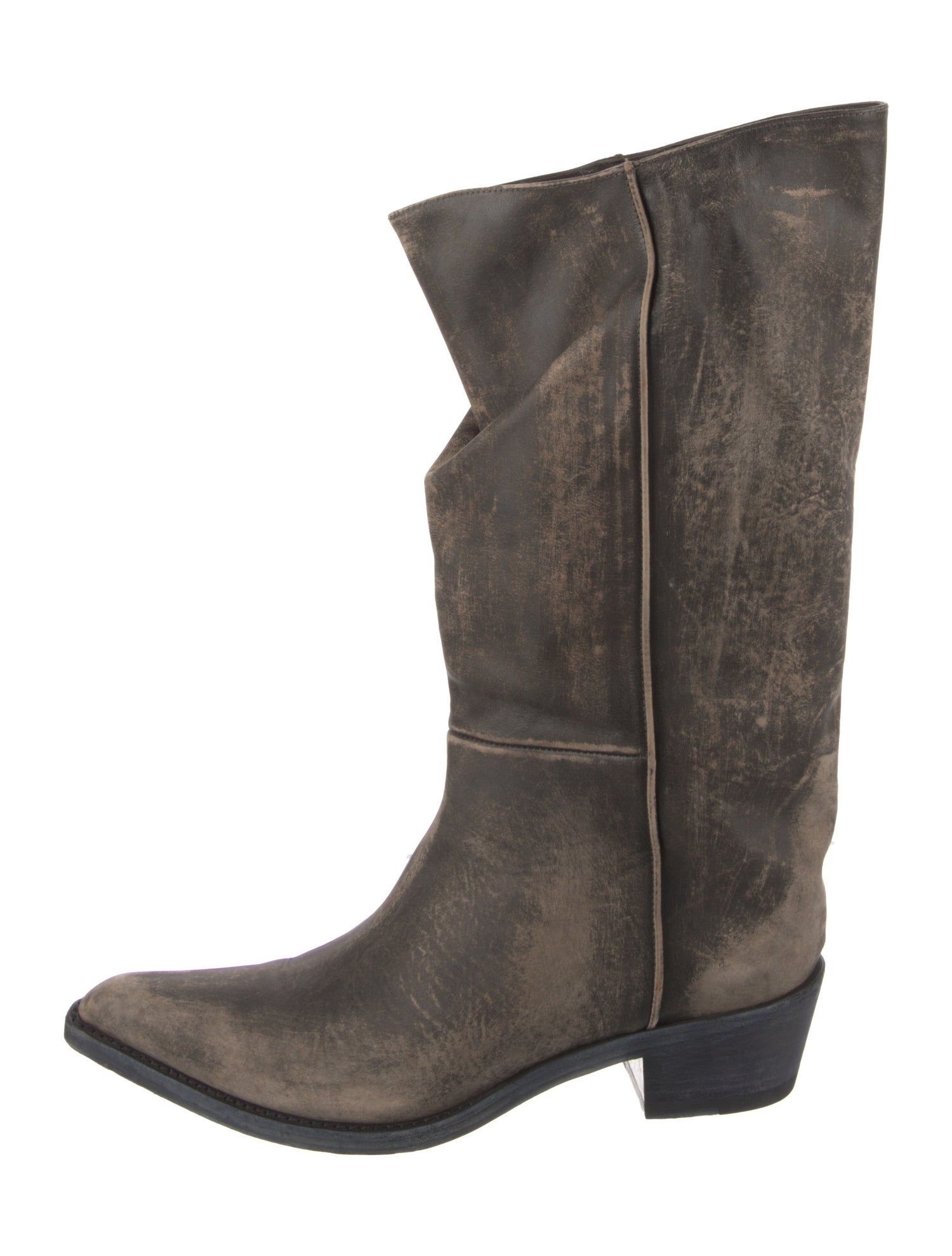 Khaite Leather Colorblock Pattern Western Boots w/ Tags