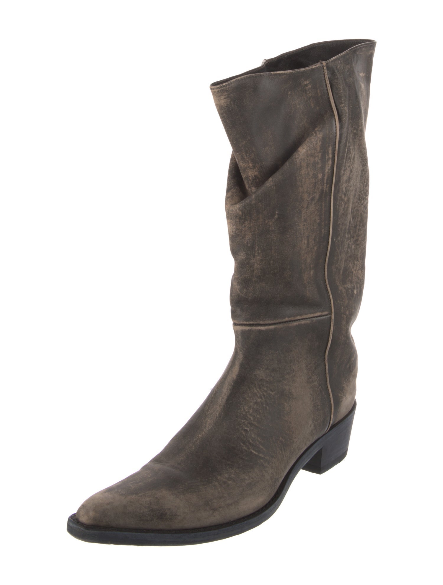 Khaite Leather Colorblock Pattern Western Boots w/ Tags