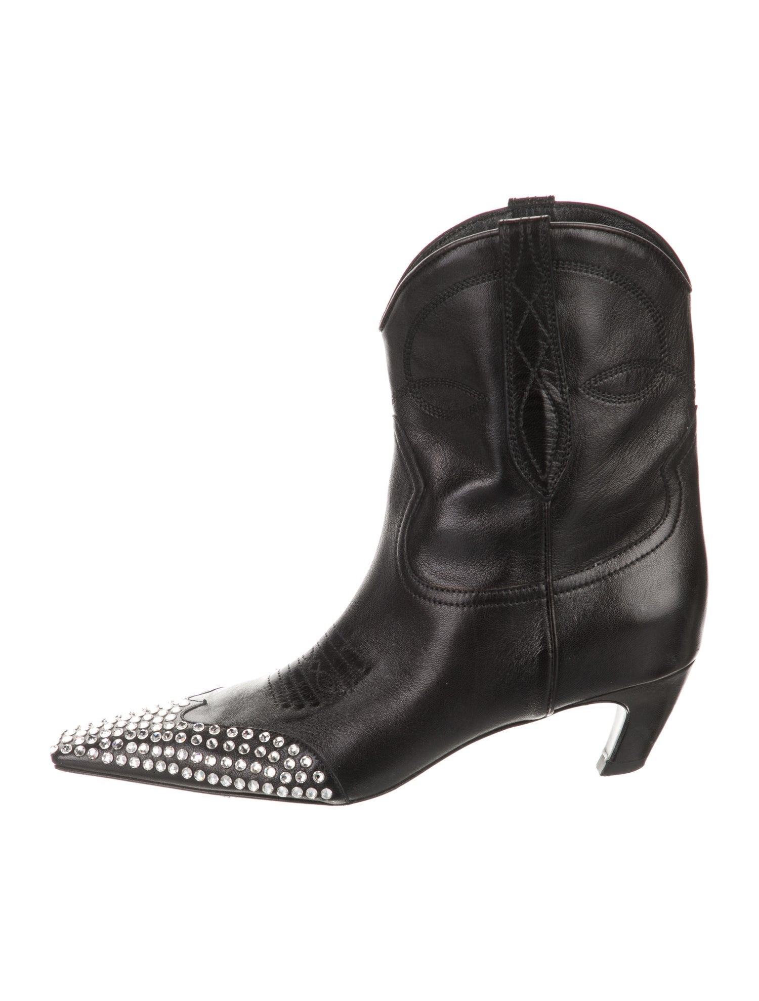 Khaite Leather Crystal Embellishments Western Boots