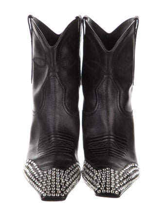 Khaite Leather Crystal Embellishments Western Boots