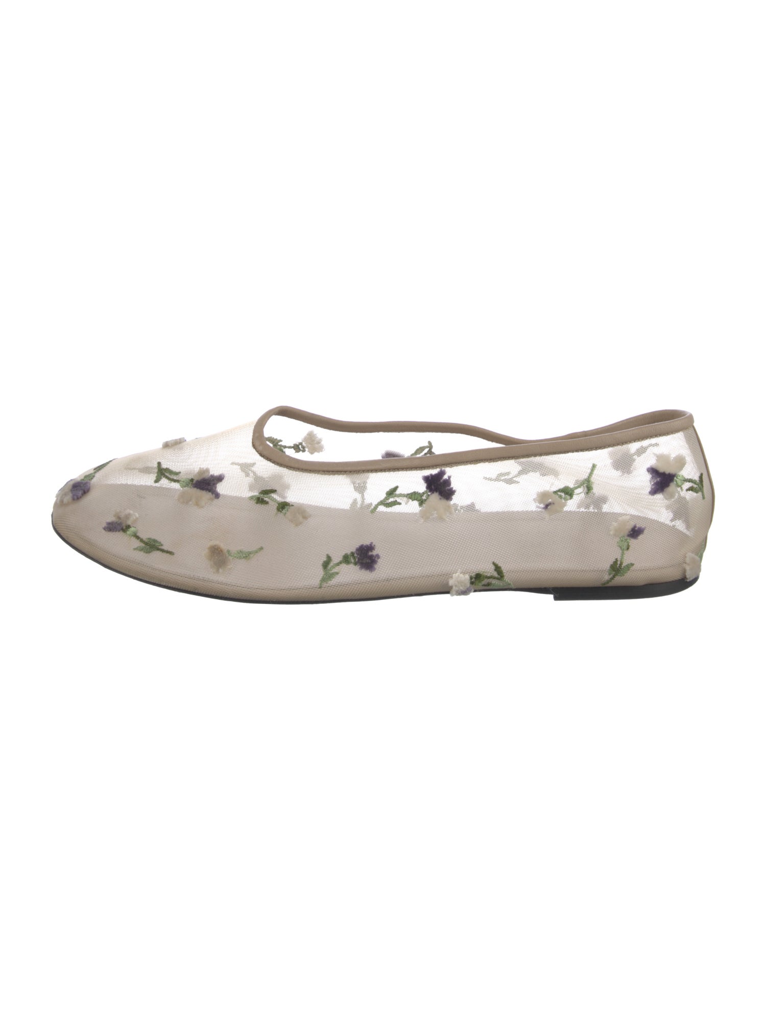 Khaite Mesh Floral Print Ballet Flats