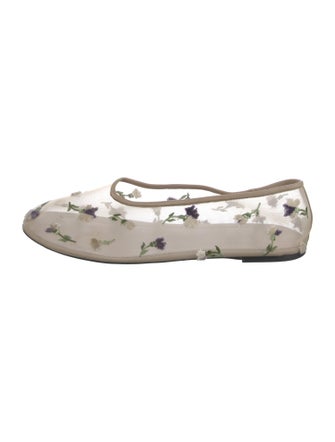 Khaite Mesh Floral Print Ballet Flats
