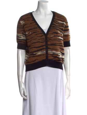 Khaite Cashmere Animal Print Crop Top