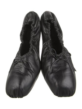 Khaite Leather Bow Accents Ballet Flats