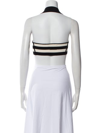 Khaite Striped Square Neckline Crop Top