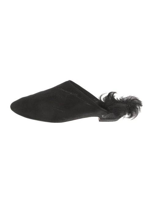 Khaite Suede Faux Fur Trim Mules