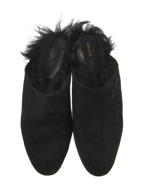 Khaite Suede Faux Fur Trim Mules
