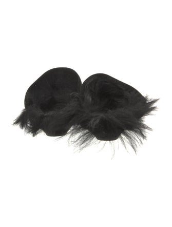Khaite Suede Faux Fur Trim Mules
