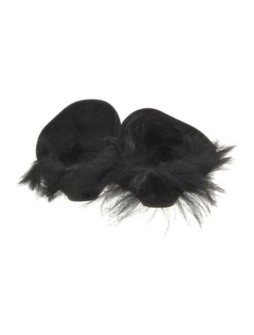 Khaite Suede Faux Fur Trim Mules